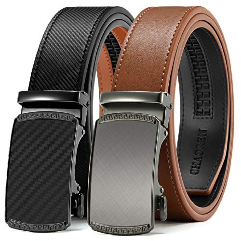 CHAOREN Men's Leather Ratchet Belt Set