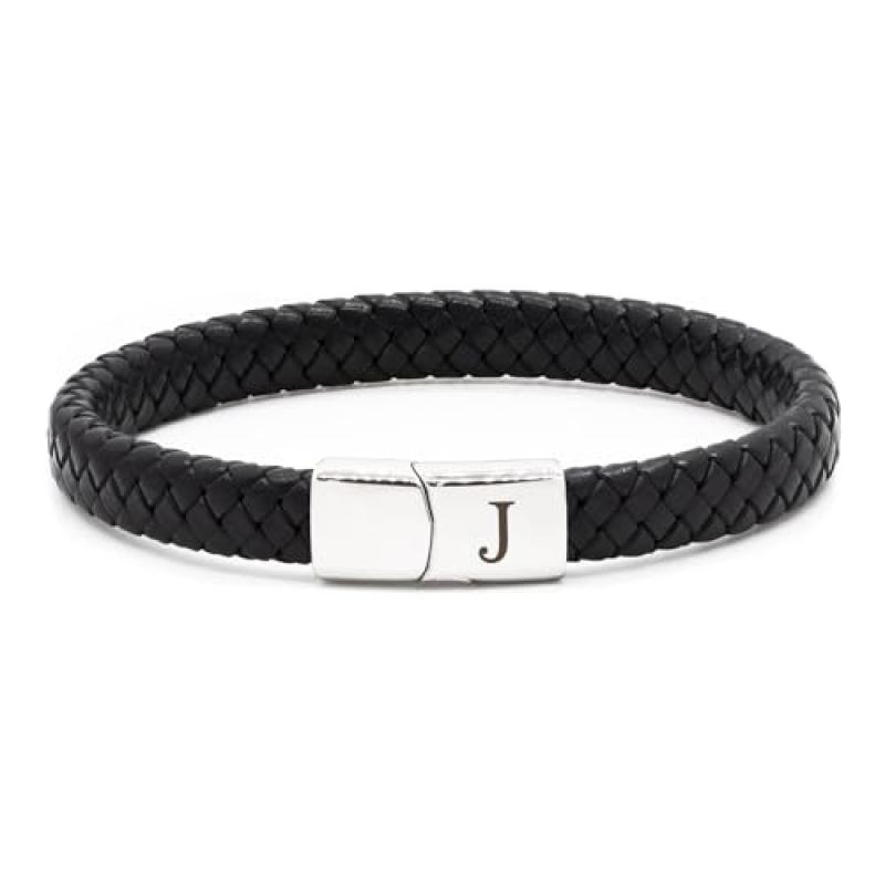 HAYOUWAY Men's Leather Initial Bracelet