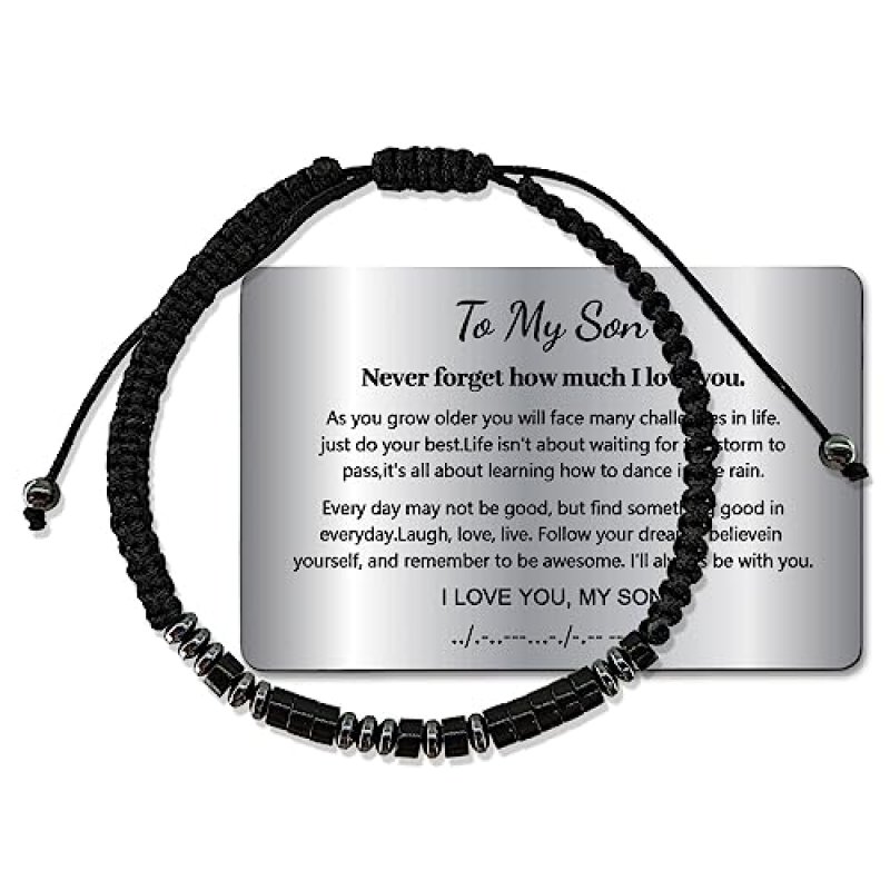 Men's Morse Code Bracelet with Wallet Card