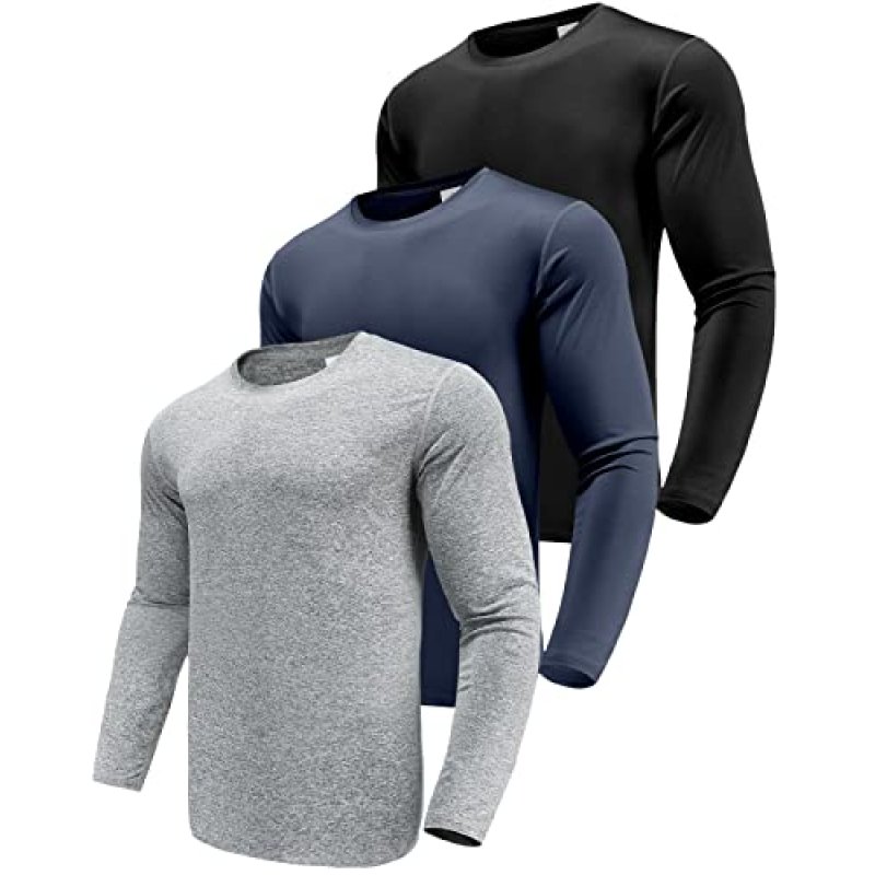 Men's Dry Fit Long Sleeve Shirts, Pack of 3