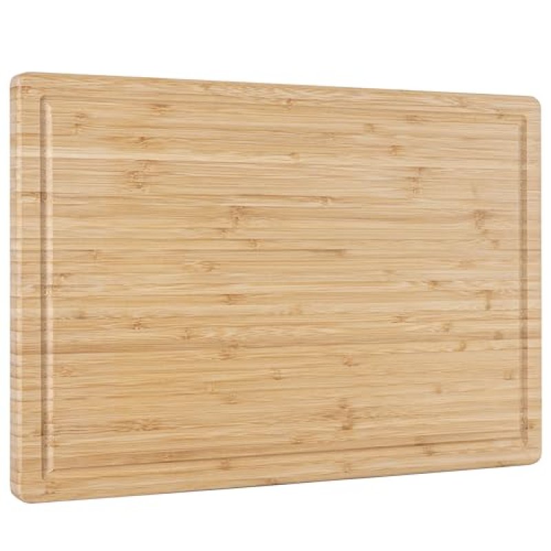 Vencier Organic 2-in-1 Bamboo Chopping Board:…