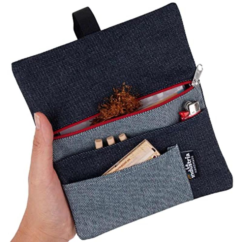 Denim Tobacco Pouch with Compartments