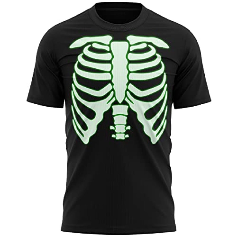 Mens Glow in The Dark Skeleton T Shirt, Simple…