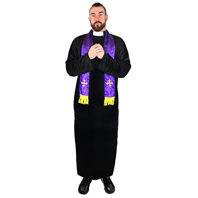Mens Priest Costume - Small - Black Robe and…