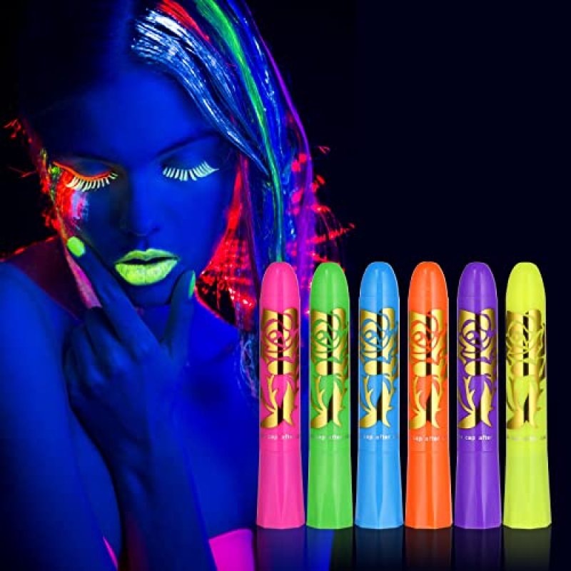 AOOWU UV Neon Glow Crayons Kit