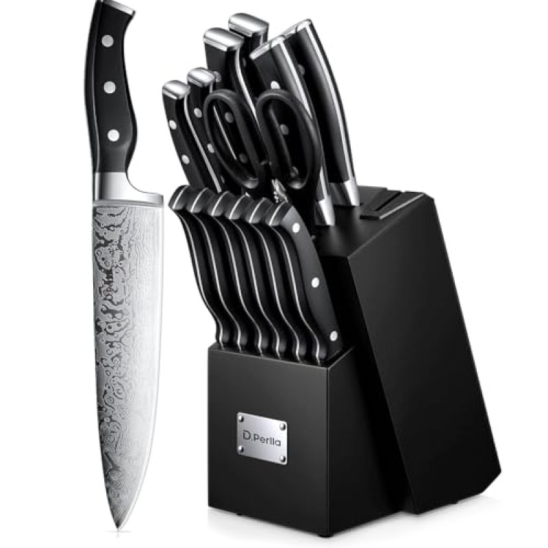 D.Perlla Knife Set, 14 Pieces Kitchen Knife Set…