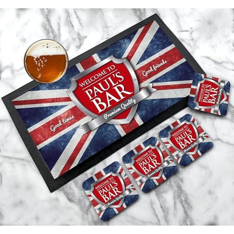 Personalised Bar Runner mat | Bar Coaster set-…