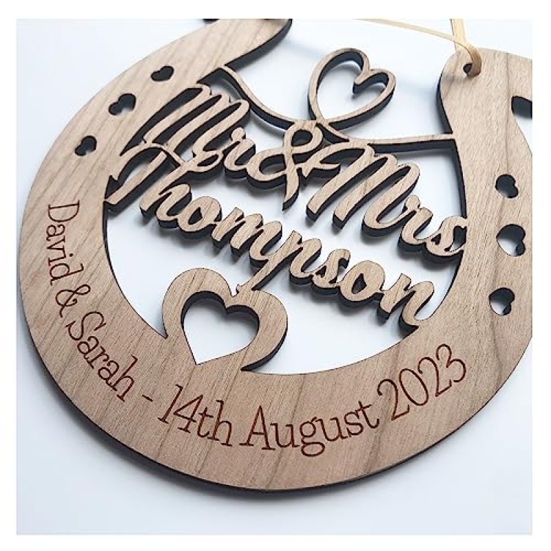 Personalised Wooden Wedding Lucky Horseshoe…