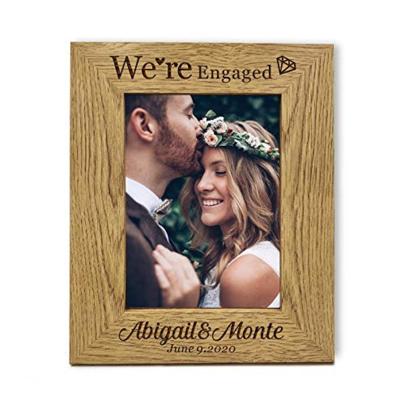 Personalised Wooden Photo Frame for Engaged Couple