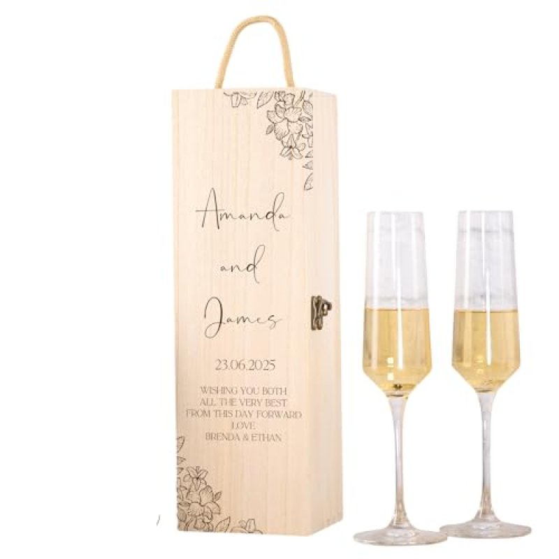 Personalised Wooden Wine Gift Box, Wedding…