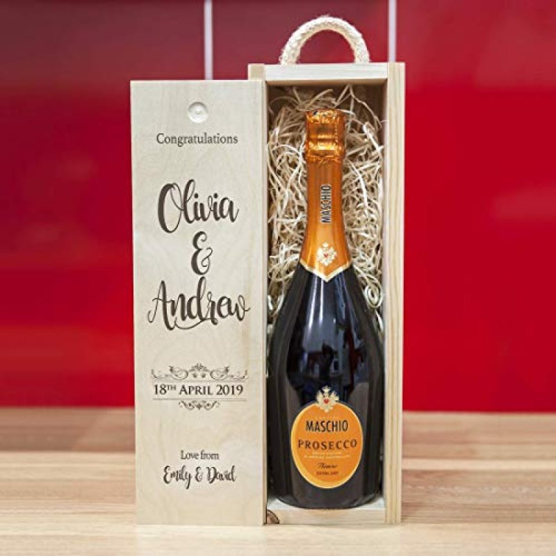 Personalised Wooden Wine Gift Box for Wedding,…