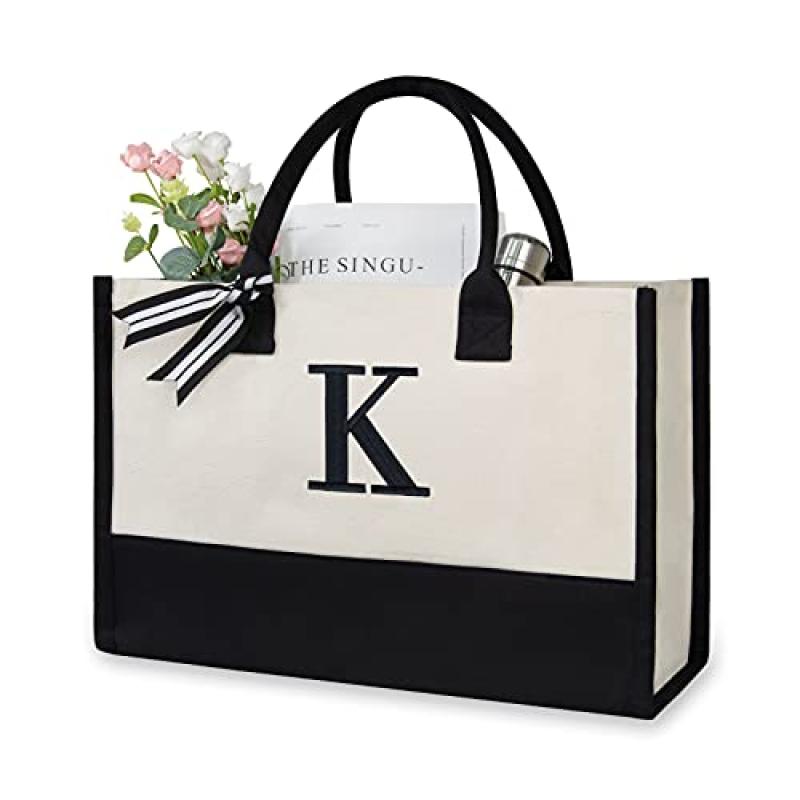 TOPDesign Initial Canvas Tote Bag