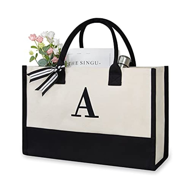 TOPDesign Initial Canvas Tote Bag