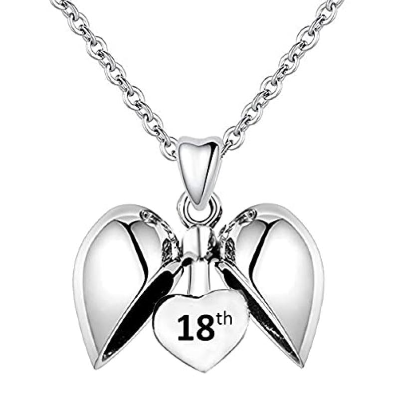 LSDesigns 18th Birthday Heart Necklace in 925 Sterling Silver