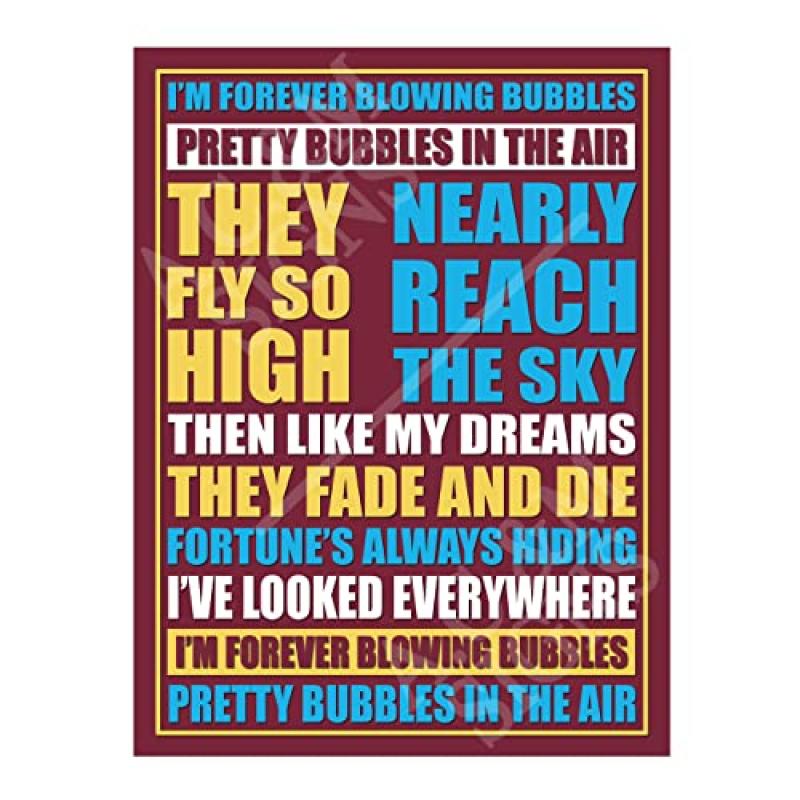 West Ham Song Lyrics Metal Sign