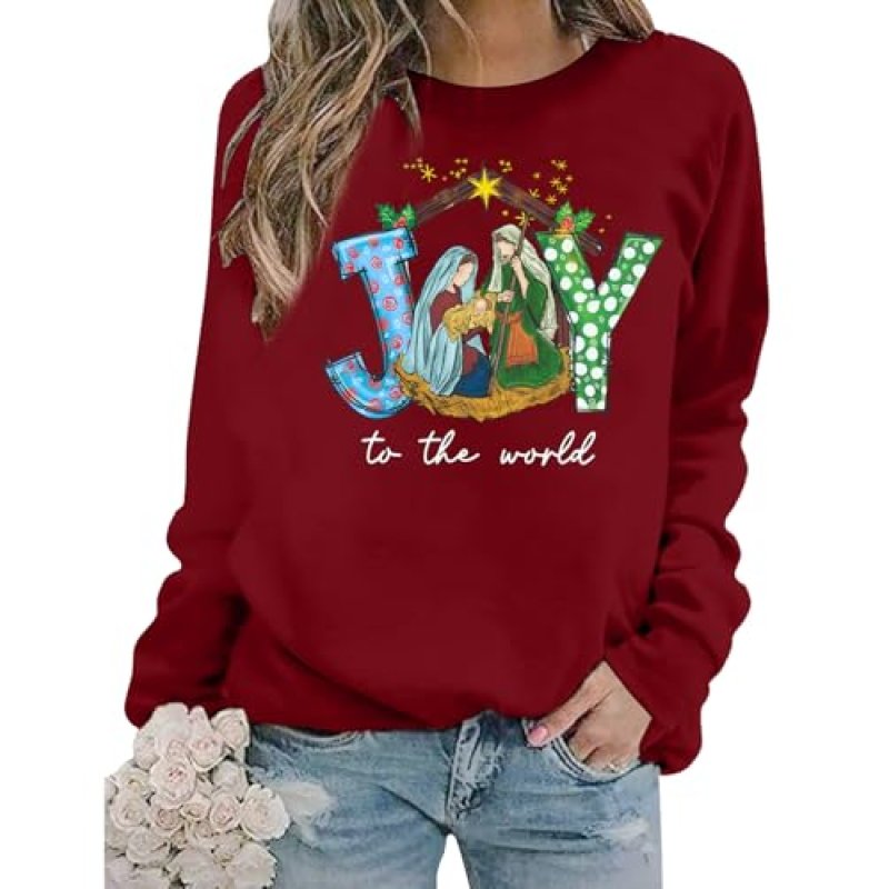 KIDDAD Jesus Christmas Sweatshirts Women Joy to…