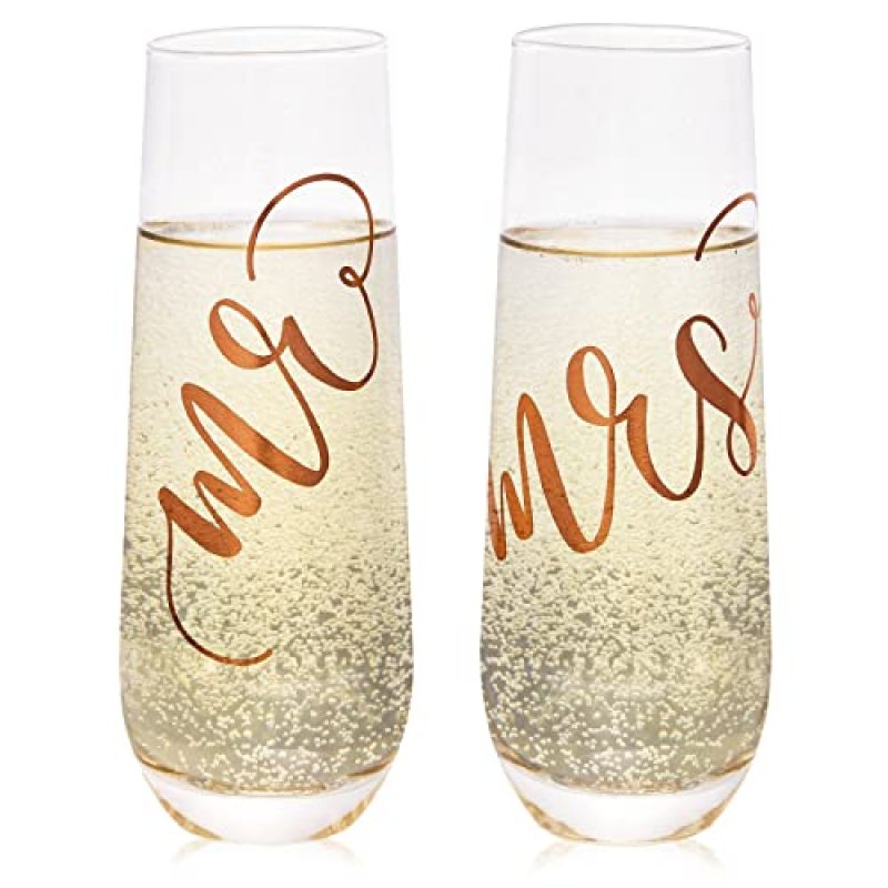 Set of 2 Mr and Mrs Champagne Toasting Flutes for…