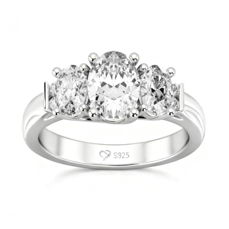 Jeulia Classic Moissanite Three Stone Ring - 925…