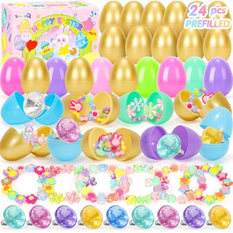 SevenQ Prefilled Easter Eggs with Kids Jewelry