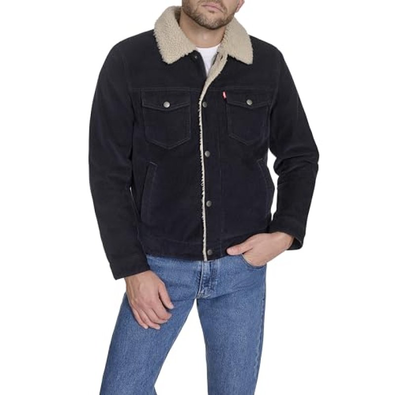 Levi's Men's Cotton Trucker, Navy Corduroy, L
