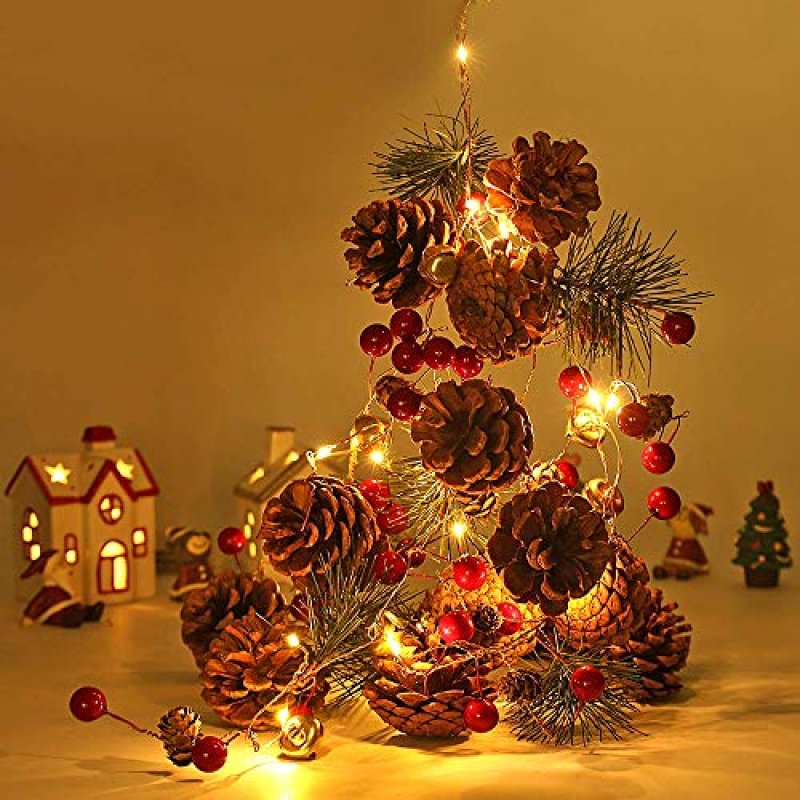 Kevizewo Christmas Garland with Lights,20 LED 2M…