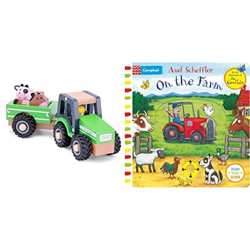 New Classic Wooden Tractor & On the Farm Book