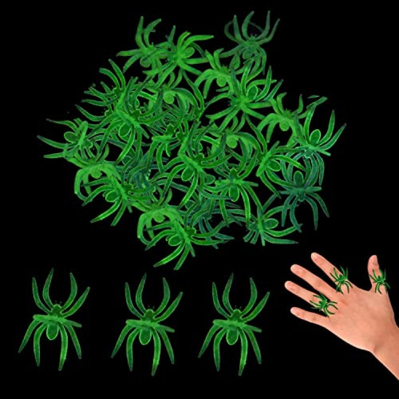 Lezevn 50 Pieces Halloween Luminous Spider Rings…