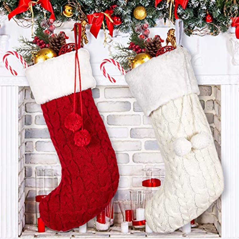 Whaline Knitted Christmas Stockings Large Size…