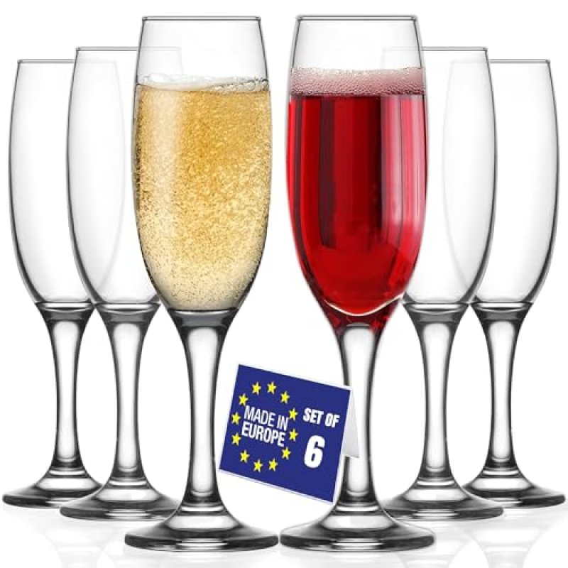 NORDIC SCHILLER Champagne Glasses Set of 6 Flutes…