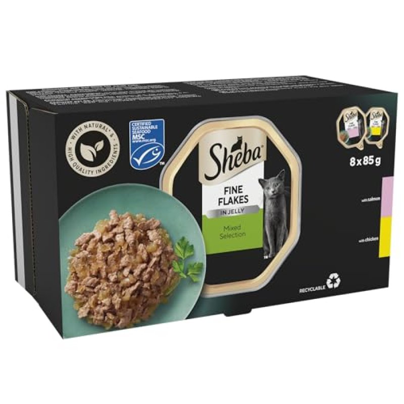Sheba Fine Flakes Cat Food Trays Salmon and…