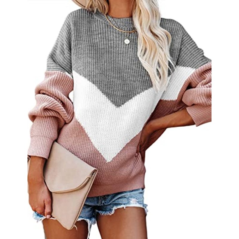 heekpek Jumpers for Women Casual Color Block Long…