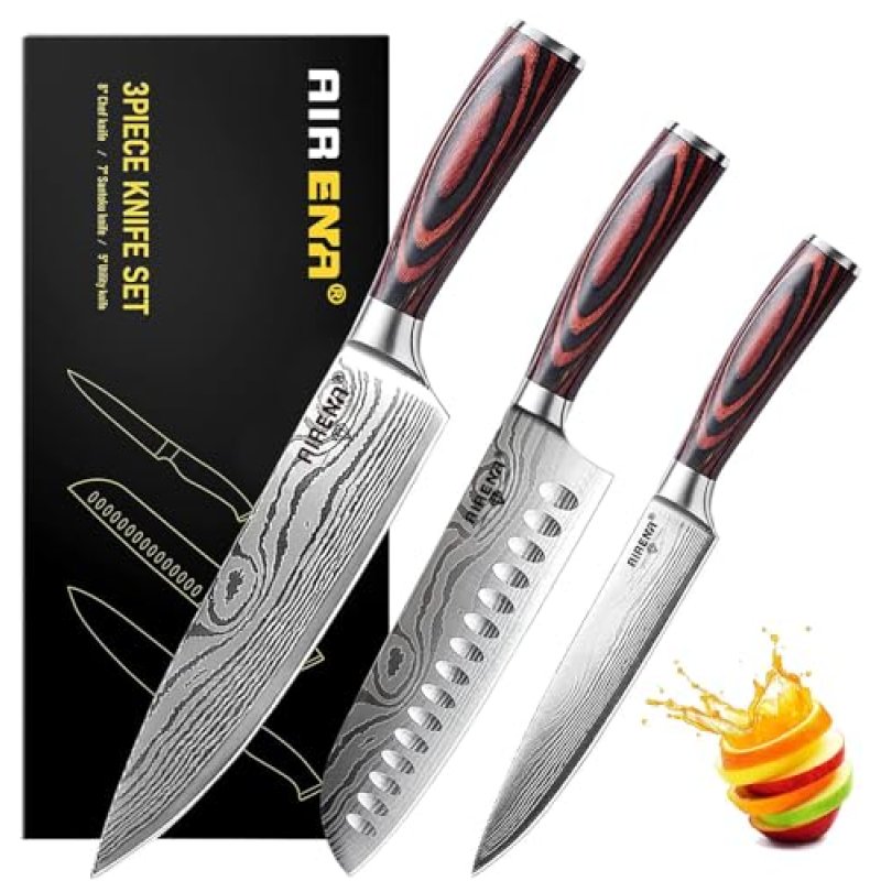 AIRENA Chef Knives Set of 3 | 8" Chef Knife | 7"…
