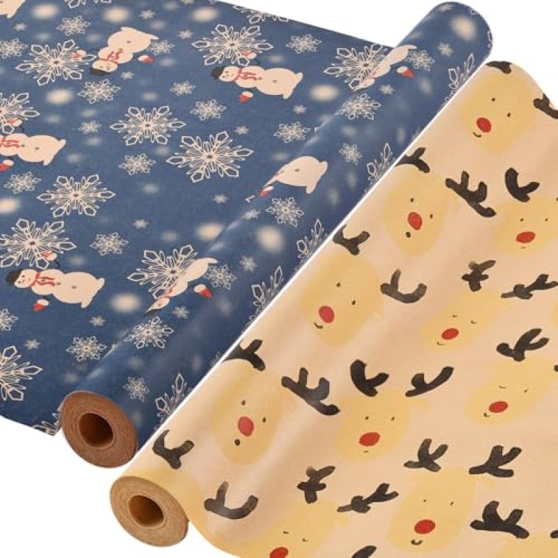 AhfuLife 2 Rolls Christmas Wrapping Paper for…