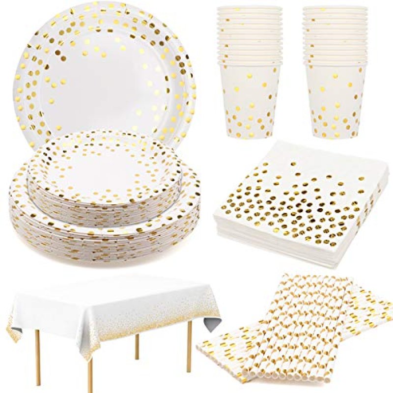 White and Gold Party Set