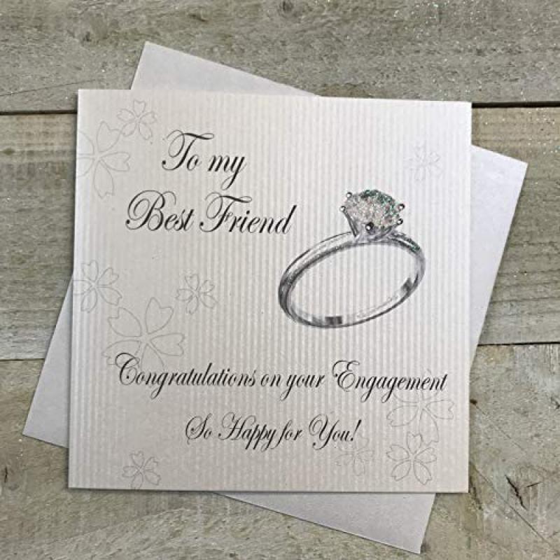 White Cotton Cards Best Friend Engagement Ring Card
