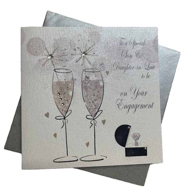 White Cotton Cards Engagement Handmade Card