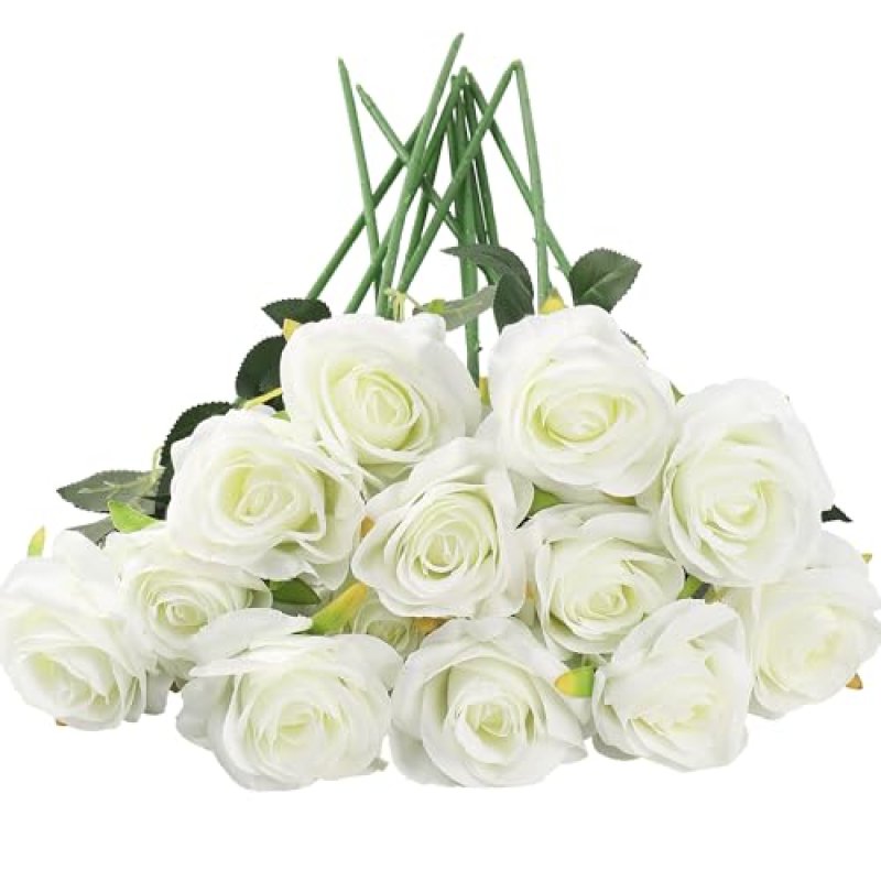HNVNER White Artificial Roses