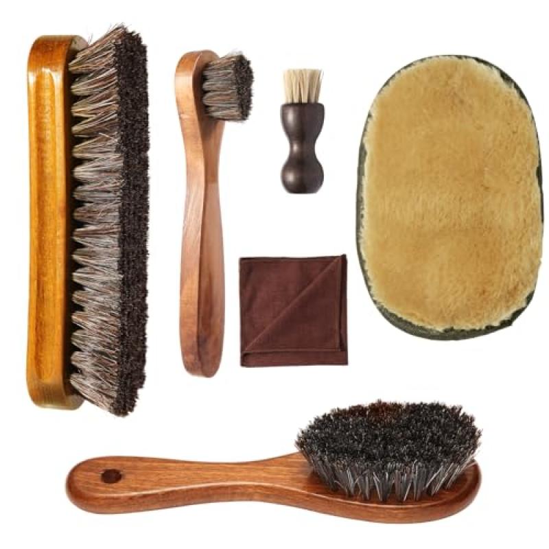Shoe Brush Set with Horsehair Brush