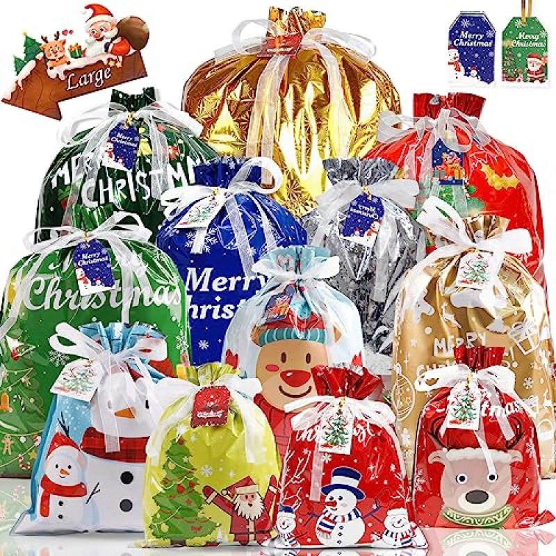 Christmas Bags 30Pcs Christmas Drawstring Gift…