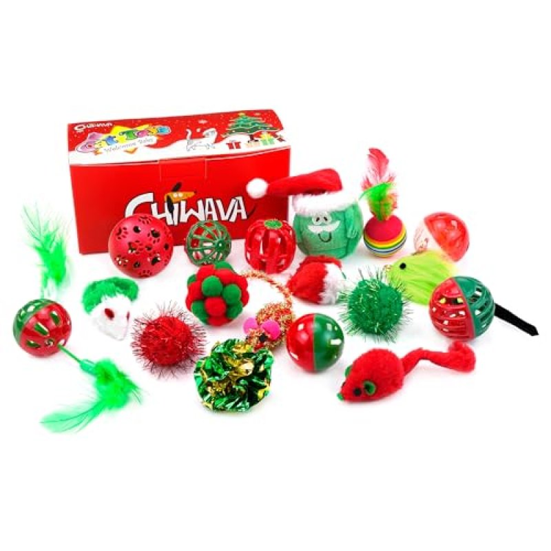 CHIWAVA Christmas Cat Toy Bag Set