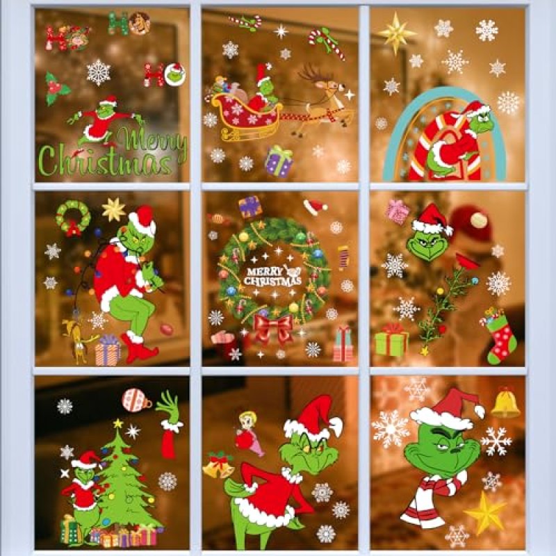 AUAUY Christmas Window Stickers