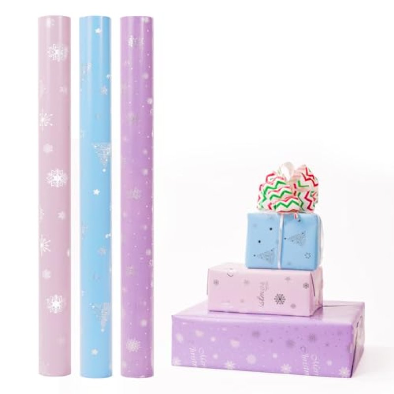 Christmas Wrapping Paper Roll,3 Rolls 43cm x 3m…