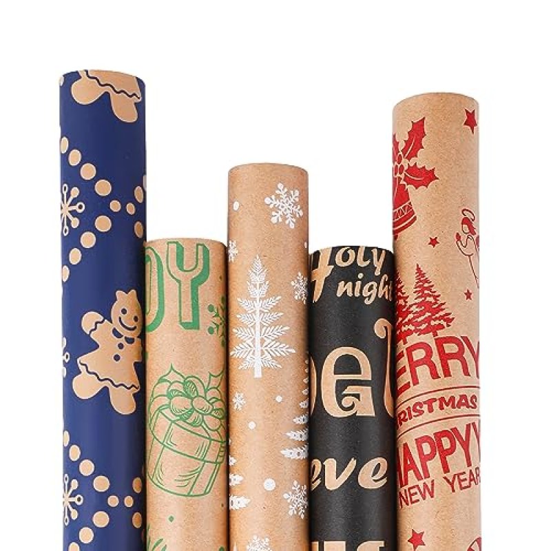 VEYLIN Christmas Wrapping Paper - Kraft Paper - 5…