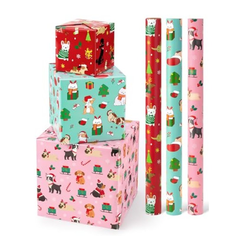 WERNNSAI Christmas Wrapping Papers - 3 Rolls 43 x…