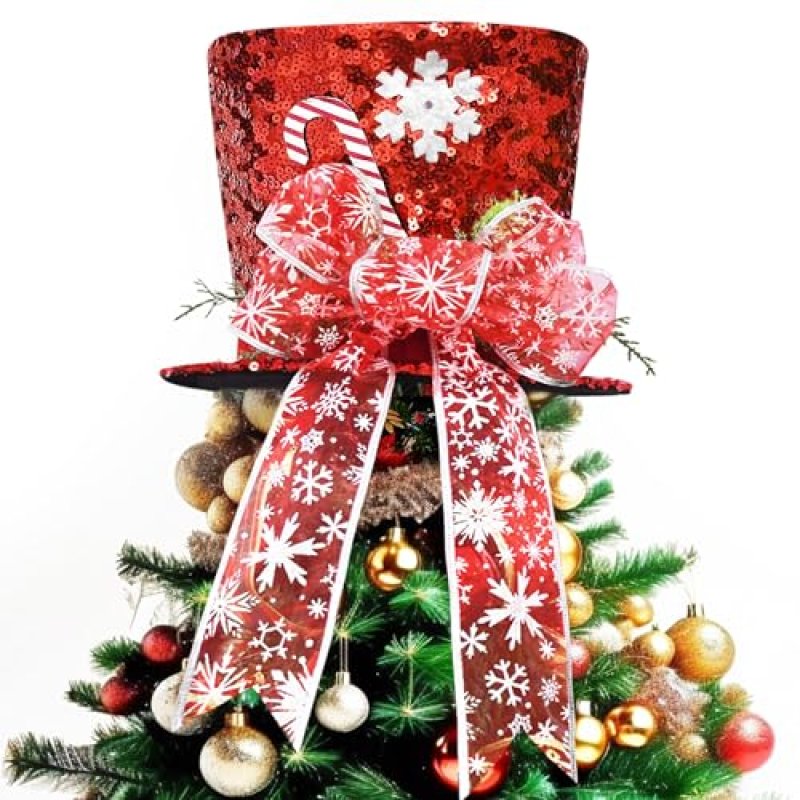 YUEMING Christmas Tree Topper Hat, Red Hat with…
