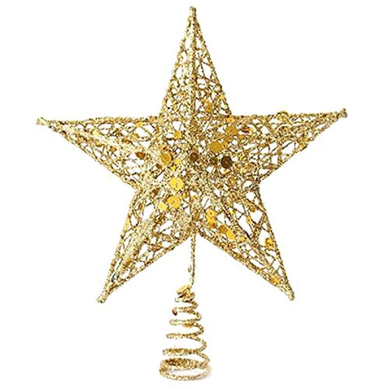 Christmas Tree Topper, Wire Gold Tree Star for…