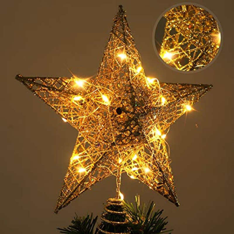 RECUTMS Christmas Tree Star Topper with Lights,…