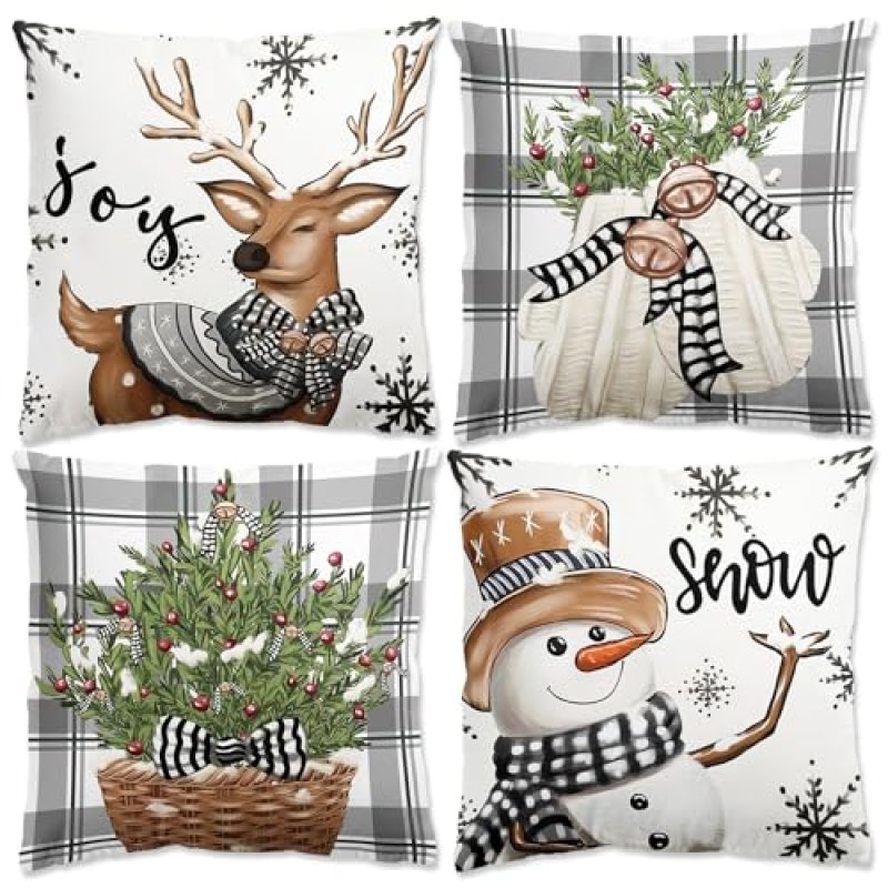 Christmas Cushion Covers, Set of 4