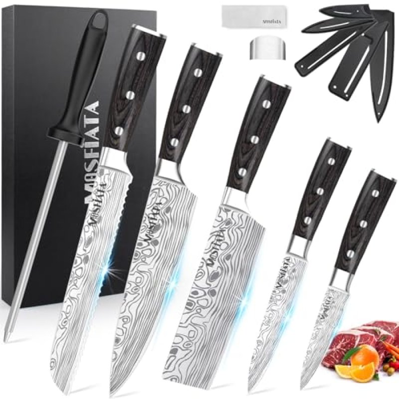 MOSFiATA 5PCS Kitchen Knife Set, Professional…
