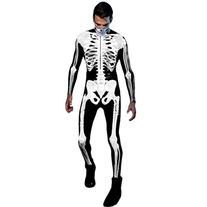 Miaikvs Men's Skeleton Costume Halloween 3D Photo…